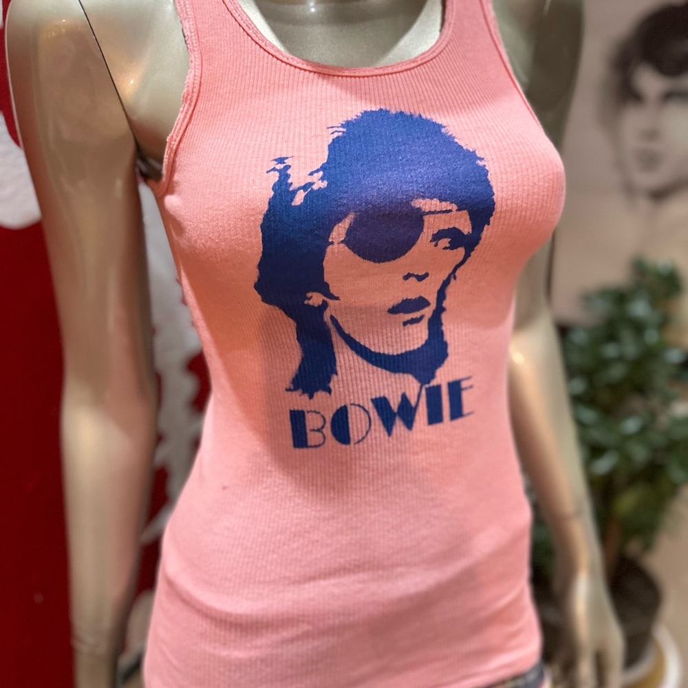 ⚡️DAVID BOWIE Ziggy Stardust eye-patch lightening bolt punk soft tank top S